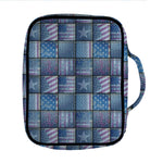 American Denim Patchwork Pattern Print Front Pocket Bible Bag