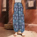 American Denim Patchwork Pattern Print Harem Pants