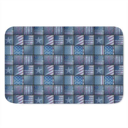 American Denim Patchwork Pattern Print Indoor Door Mat