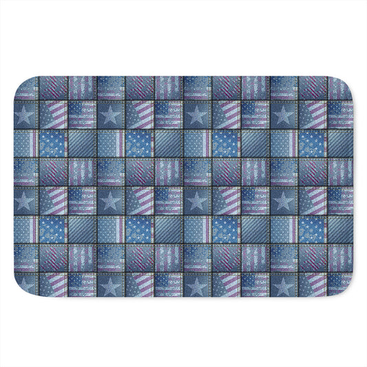 American Denim Patchwork Pattern Print Indoor Door Mat