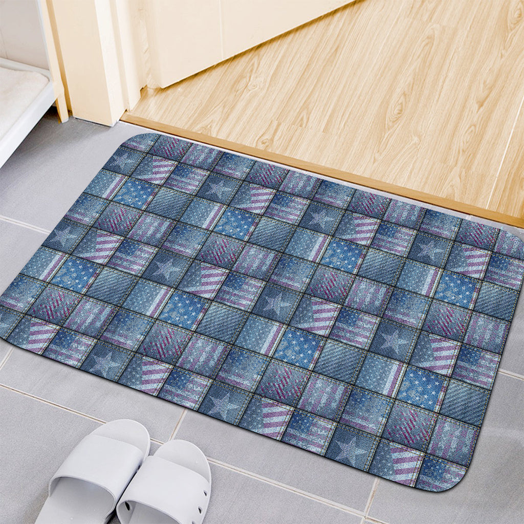 American Denim Patchwork Pattern Print Indoor Door Mat