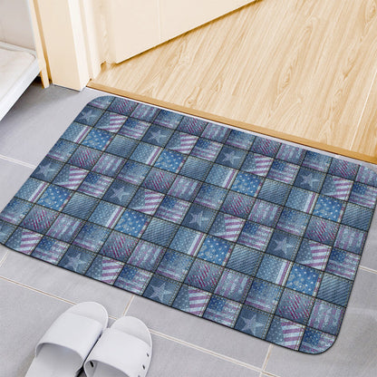 American Denim Patchwork Pattern Print Indoor Door Mat
