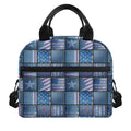 American Denim Patchwork Pattern Print Insulated Lunch Bag