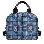 American Denim Patchwork Pattern Print Insulated Lunch Bag