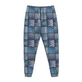 American Denim Patchwork Pattern Print Jogger Pants