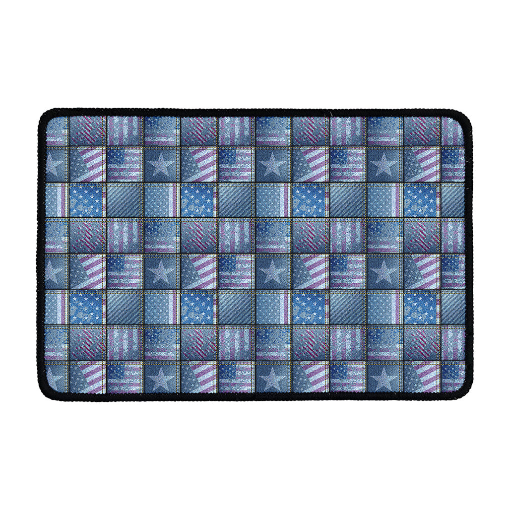 American Denim Patchwork Pattern Print Kitchen Mat