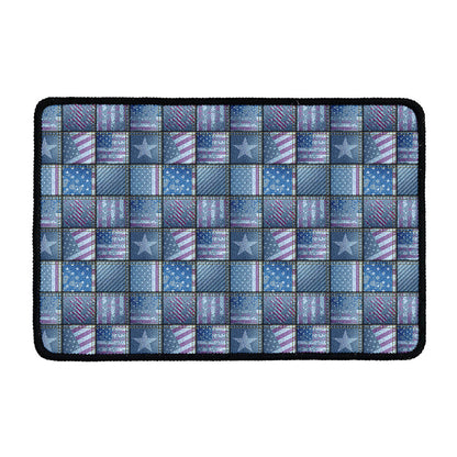 American Denim Patchwork Pattern Print Kitchen Mat
