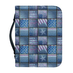 American Denim Patchwork Pattern Print Leather Bible Cover