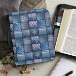 American Denim Patchwork Pattern Print Leather Bible Cover