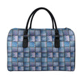 American Denim Patchwork Pattern Print Leather Duffel Bag