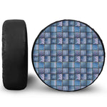 American Denim Patchwork Pattern Print Leather Spare Tire Cover