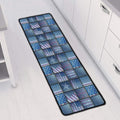 American Denim Patchwork Pattern Print Long Kitchen Mat
