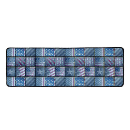 American Denim Patchwork Pattern Print Long Kitchen Mat