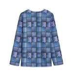 American Denim Patchwork Pattern Print Long Sleeve Short Coat