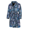 American Denim Patchwork Pattern Print Men's Bathrobe