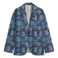 American Denim Patchwork Pattern Print Men's Blazer