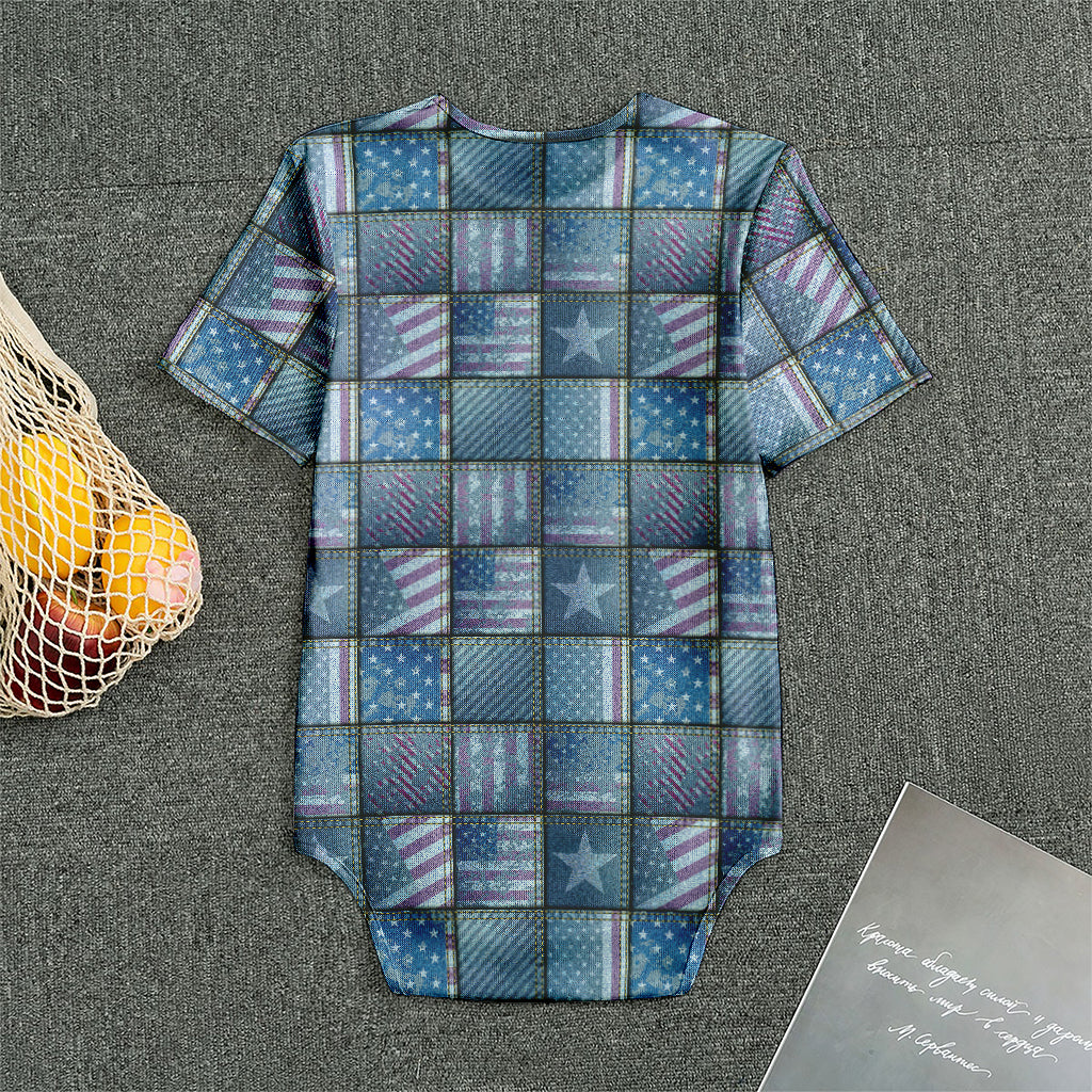 American Denim Patchwork Pattern Print Men's Bodysuit