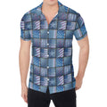 American Denim Patchwork Pattern Print Men's Shirt