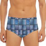 American Denim Patchwork Pattern Print Men's Triangle Swim Briefs