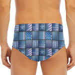 American Denim Patchwork Pattern Print Men's Triangle Swim Briefs