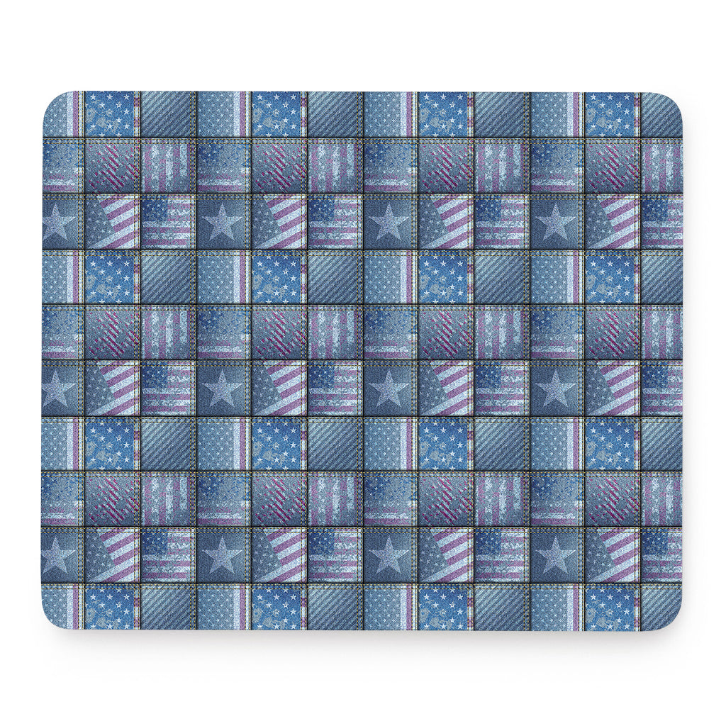 American Denim Patchwork Pattern Print Mouse Pad