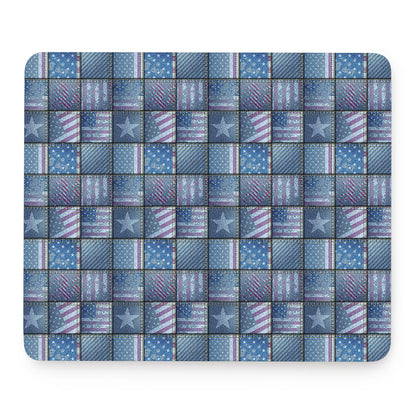 American Denim Patchwork Pattern Print Mouse Pad