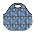 American Denim Patchwork Pattern Print Neoprene Lunch Bag