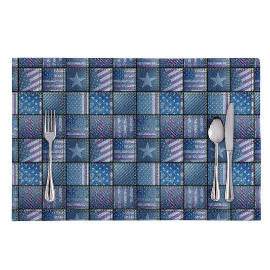 American Denim Patchwork Pattern Print Placemat