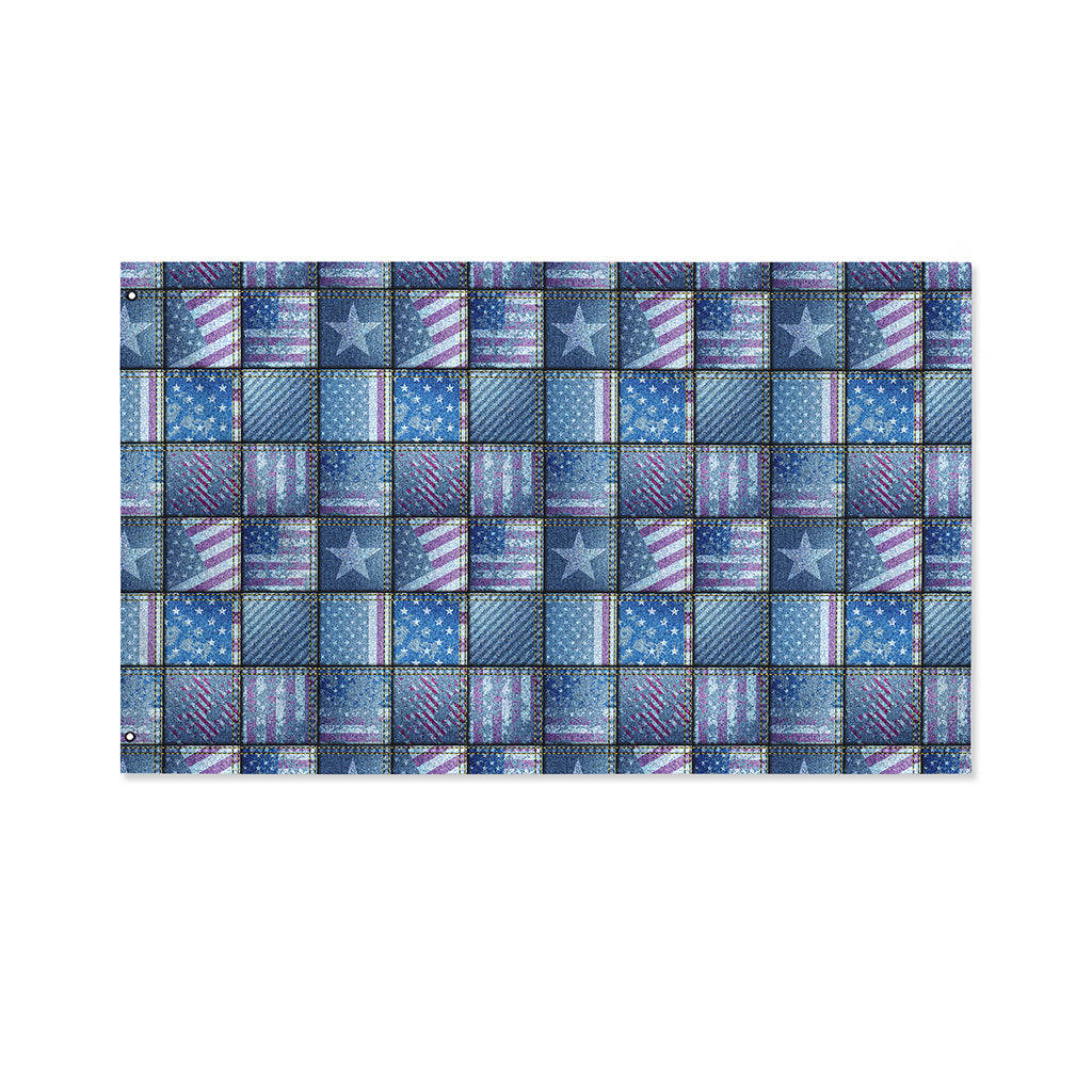 American Denim Patchwork Pattern Print Polyester Flag