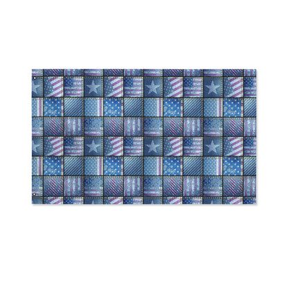 American Denim Patchwork Pattern Print Polyester Flag