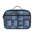 American Denim Patchwork Pattern Print Portable Lunch Bag
