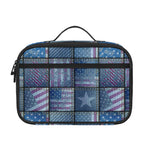 American Denim Patchwork Pattern Print Portable Lunch Bag