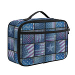 American Denim Patchwork Pattern Print Portable Lunch Bag