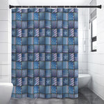 American Denim Patchwork Pattern Print Premium Shower Curtain