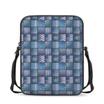 American Denim Patchwork Pattern Print Rectangular Crossbody Bag