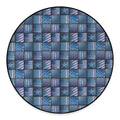American Denim Patchwork Pattern Print Round Floor Mat
