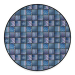 American Denim Patchwork Pattern Print Round Floor Mat