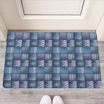 American Denim Patchwork Pattern Print Rubber Doormat