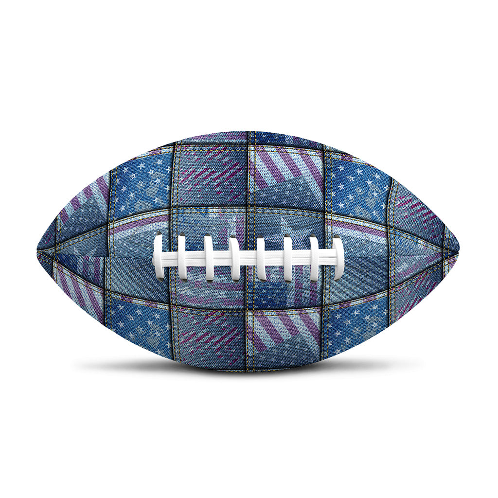 American Denim Patchwork Pattern Print Rugby Ball