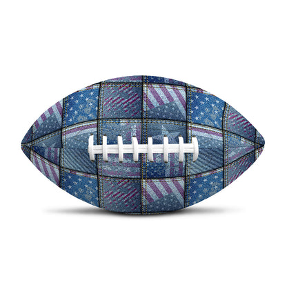 American Denim Patchwork Pattern Print Rugby Ball
