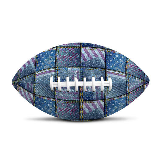 American Denim Patchwork Pattern Print Rugby Ball