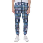 American Denim Patchwork Pattern Print Scuba Joggers