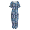 American Denim Patchwork Pattern Print Short Sleeve Long Nightdress