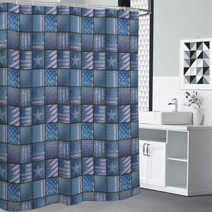 American Denim Patchwork Pattern Print Shower Curtain