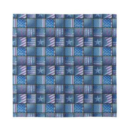 American Denim Patchwork Pattern Print Silk Bandana