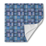 American Denim Patchwork Pattern Print Silk Bandana