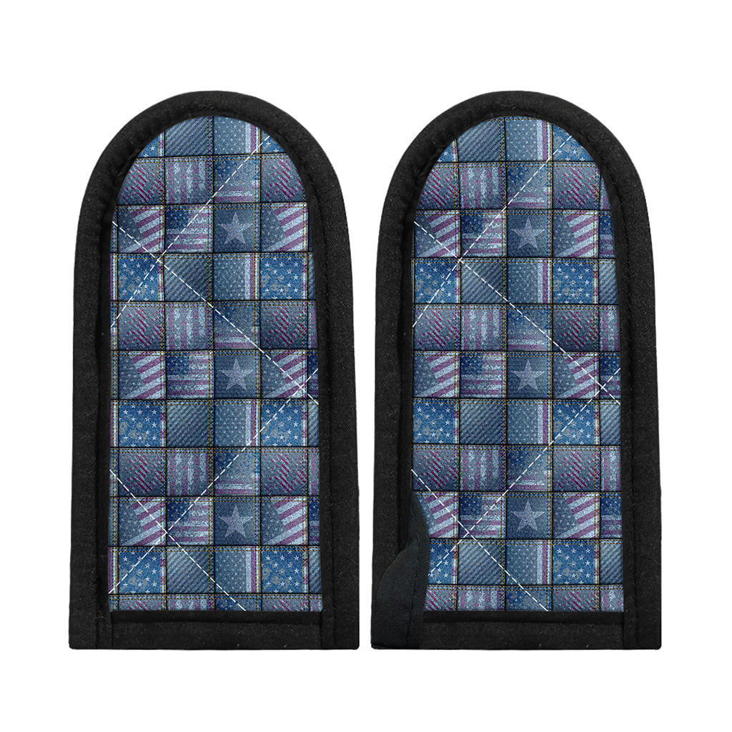 American Denim Patchwork Pattern Print Skillet Handle Cover