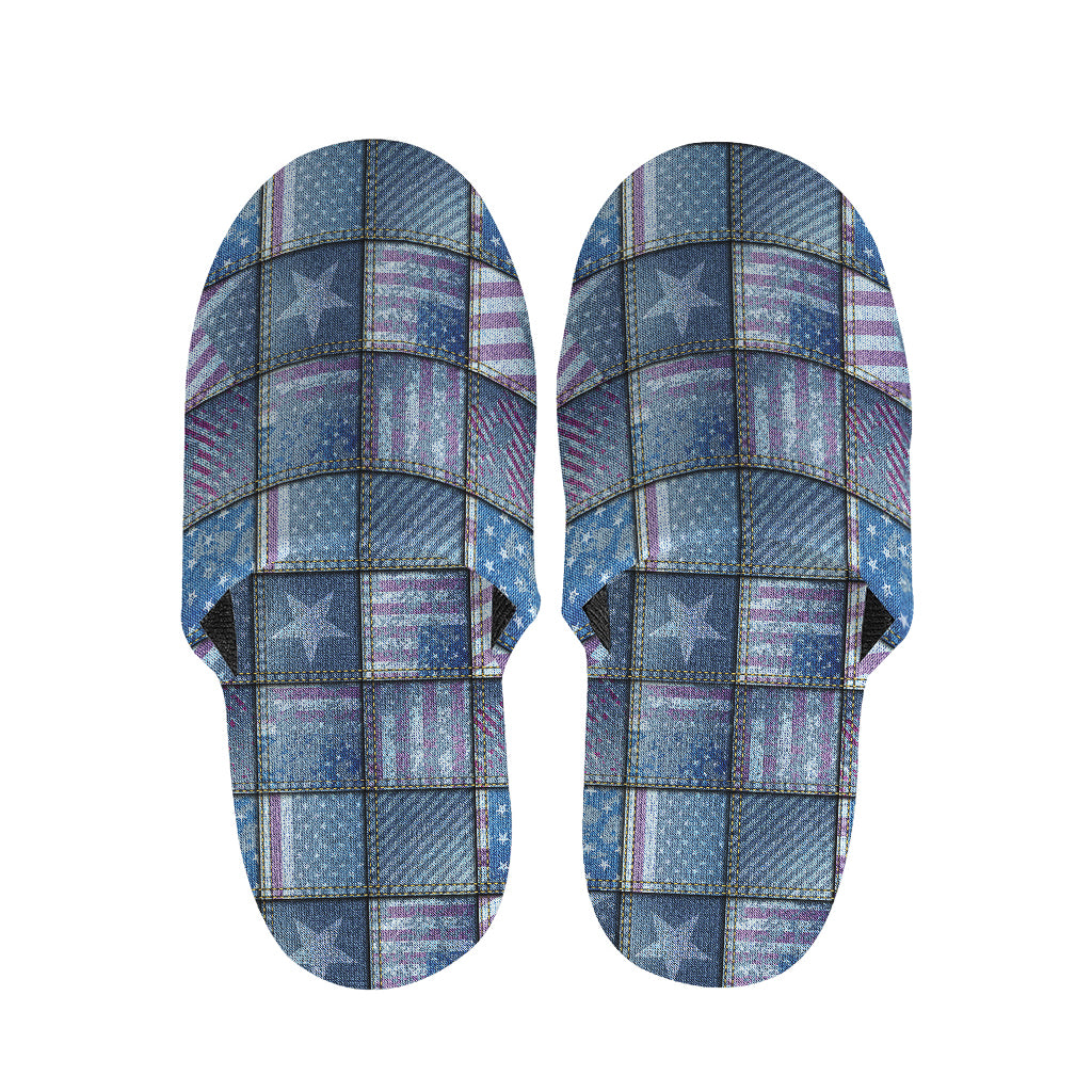 American Denim Patchwork Pattern Print Slippers