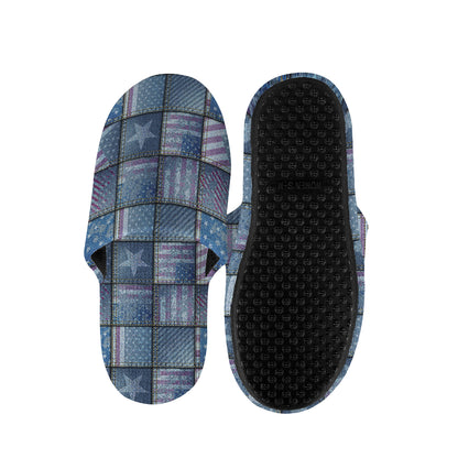 American Denim Patchwork Pattern Print Slippers