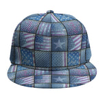 American Denim Patchwork Pattern Print Snapback Cap